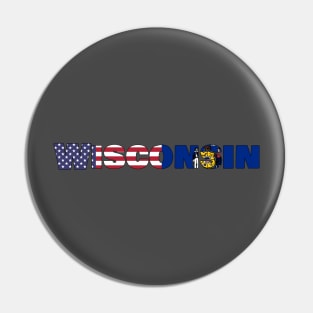 Wisconsin State Flag/American Flag logo Pin