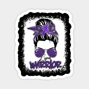 Purple Lupus Awareness Leopard Messy Bun Lupus Warrior Magnet