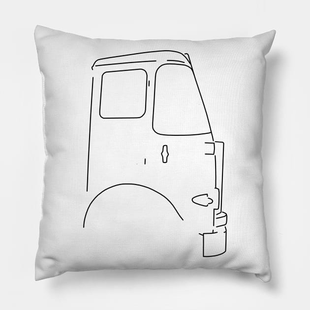 Vintage Atkinson lorry side view black outline graphic Pillow by soitwouldseem