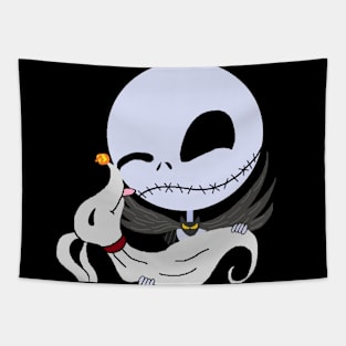 the nightmare before christmas jack and zero cuddling Tapestry