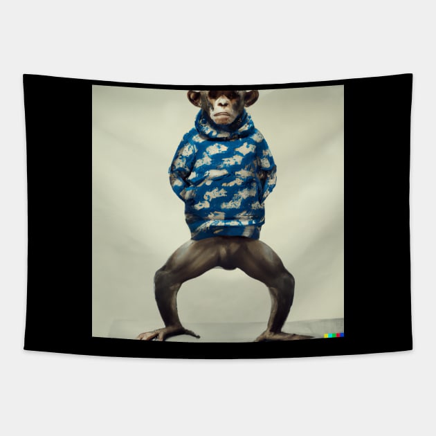 Monkey with Human Clothing Design Funky and colorful Tapestry by Eternal Experience