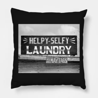 Laundry Sign, 1938. Vintage Photo Pillow