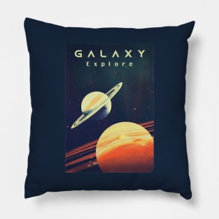 Space Adventure Vintage Travel Poster Pillow