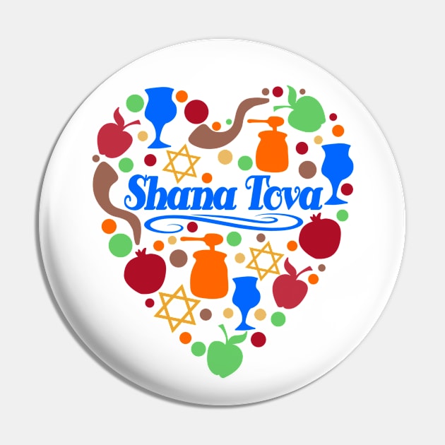 Shana Tova - Rosh Hashanah - Jewish New Year - Holiday Gift For Men, Women & Kids Pin by Art Like Wow Designs