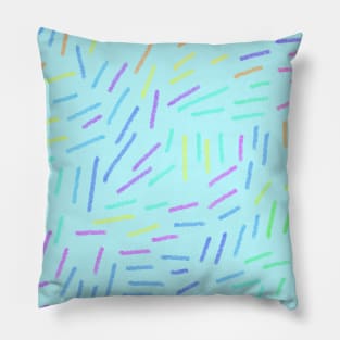 Colorful sprinkles on a blue background Pillow