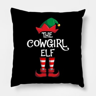 Cowgirl Elf Matching Family Christmas Pillow