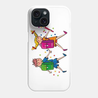 Back to school - school kids holding hands Phone Case