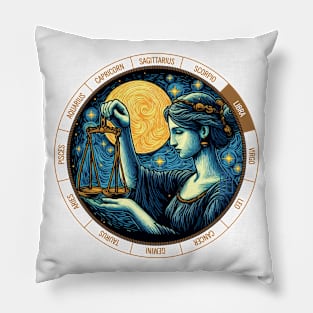 ZODIAC Libra - Astrological LIBRA - LIBRA - ZODIAC sign - Van Gogh style - 7 Pillow