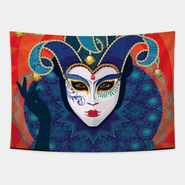 Venetian Mask Design Tapestry by one 35 lab