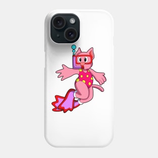 Cat at Swimming with Swimming goggles Phone Case