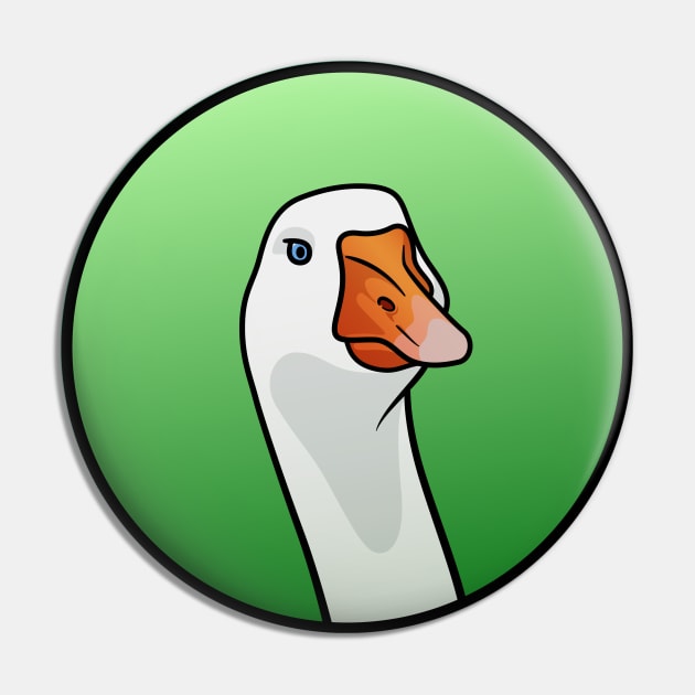 Goose Head in Green Circle Pin by BoombasticArt