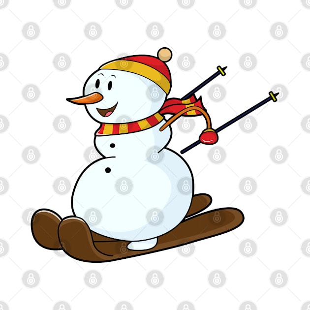 Snowman as Skier with Skis & Cap by Markus Schnabel