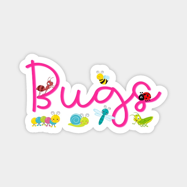 Bugs Cute Happy Cartoon Bugs Magnet by Dallen Fox