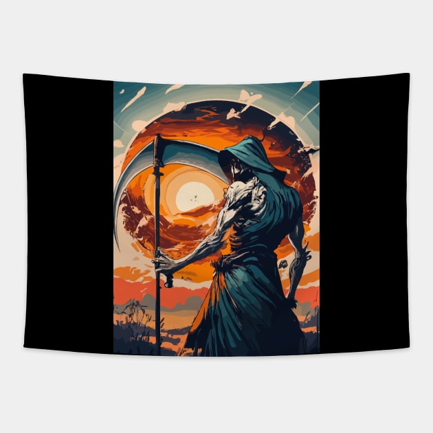 Death with scythe ending humanity Tapestry by NegVibe