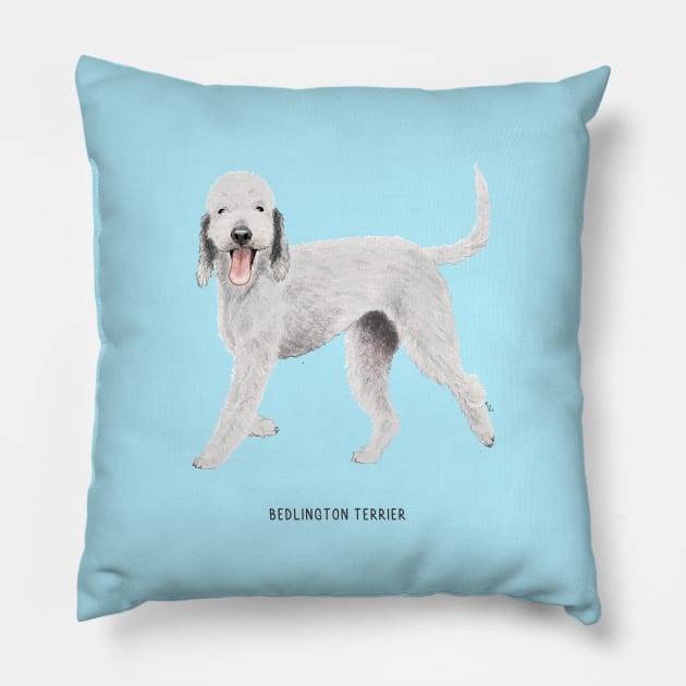 cute bedlington terrier dog Pillow by kuinif