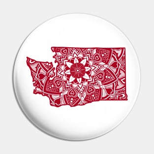 Red Washington State Gift Mandala Yoga WA Art Pin