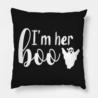 I'm Her Boo | White Text Couples Halloween Pillow