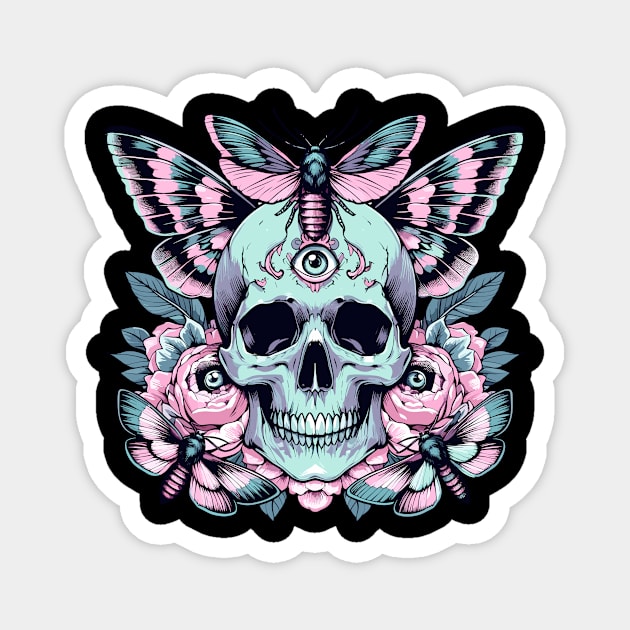 Pastel Goth Skull Moth Magnet by Kawaii N Spice