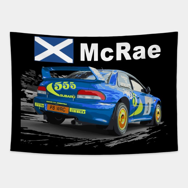 JDM Colin Mcrae World Rally Champion WRC STI GC8 22b Car 555 Impreza Tapestry by cowtown_cowboy