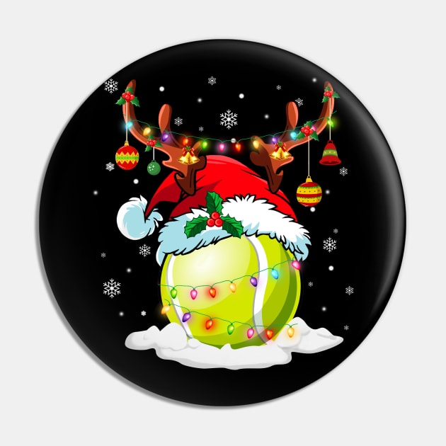 Reindeer Santa Hat Tennis Christmas Lights Xmas Pin by Dunnhlpp