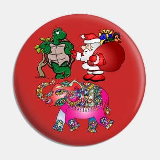 Santa Shirt Funny Christmas Elephant Turtle Gift Party Present Pin