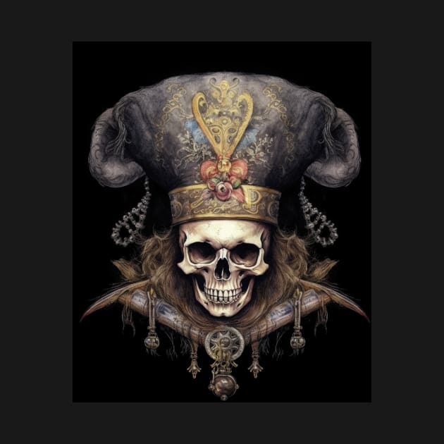 Baroque Pirate Skull: A Vintage Treasure by UnplainShirt