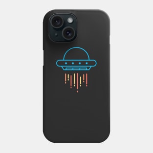 Neon Blue UFO Flying Saucer T-Shirt Phone Case