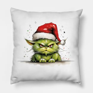 Christmas Grinch Cat / Santa knows you've been bad Pillow