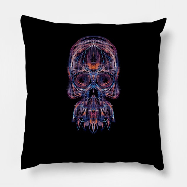 Electroluminated Skull - Synthwave 2 Pillow by Boogie 72