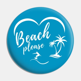 Beach Please t-shirt with an abstract heart logo Pin