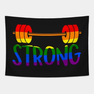 Pride Month STRONG Pride Rainbow Barbell for Weighlifters Tapestry