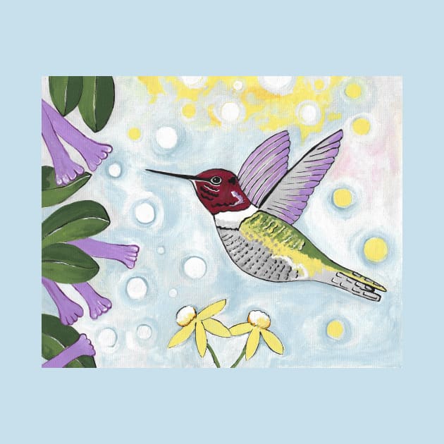 HUMMINGBIRD With Flowers Bird Painting by SartorisArt1