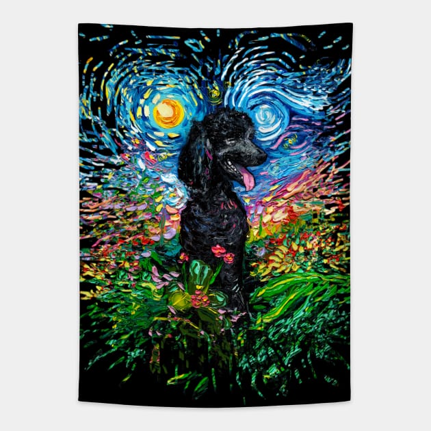 Black Poodle Night 2 (version2) Tapestry by sagittariusgallery