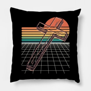 Cross sunset Christian retro design Pillow