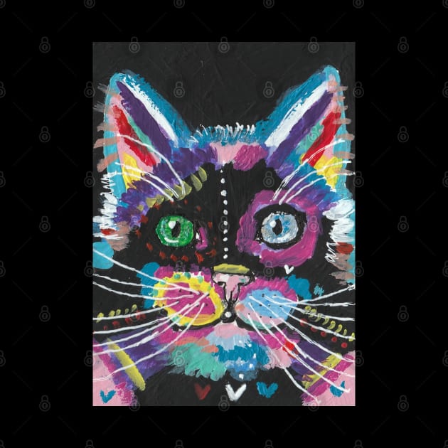 Cute colorful cat face by SamsArtworks