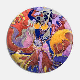 Dancing Rainbow Mermaid Painting Pin