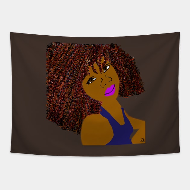 BrownSkin Curly Natural Hair Diva Queen Tapestry by EllenDaisyShop