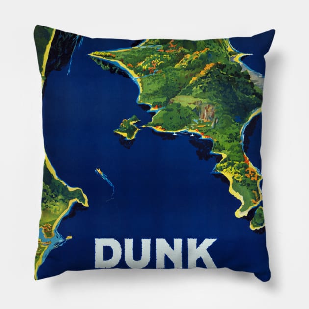 Vintage Travel Poster Dunk Australia Pillow by vintagetreasure