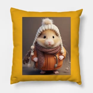 Hamster winter Christmas Pillow