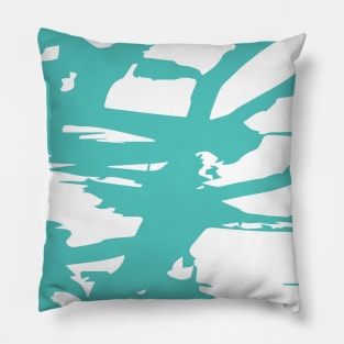 Turquoise Paint Spilled on White Pillow