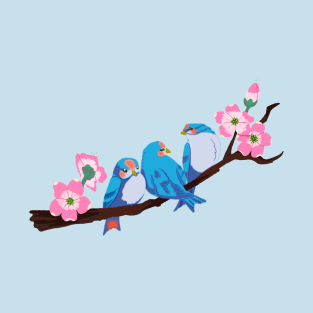 Blue Birds - Tattoo Design T-Shirt