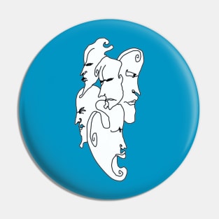 Dance of Faces Minimalist Art Pin