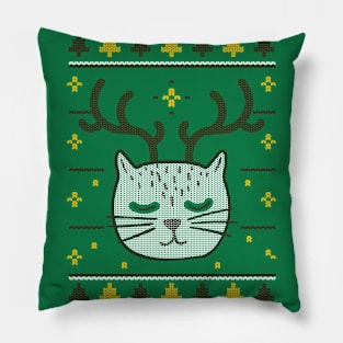 Cat Christmas Ugly sweater Pillow