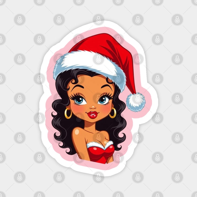 Cool Black Mrs. Santa Claus, African American Santa Magnet by UrbanLifeApparel