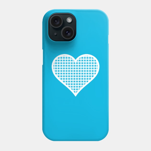 Blue and White Gingham Heart Phone Case by bumblefuzzies