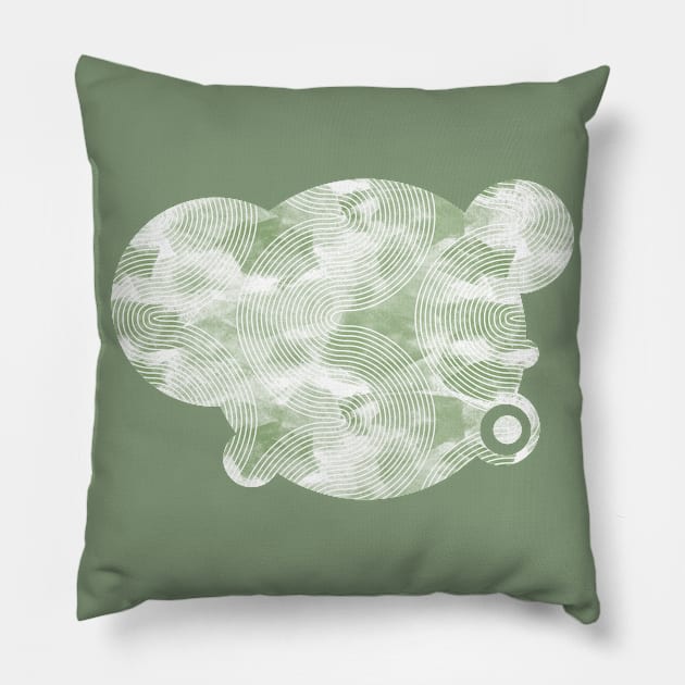 White curves on green blob Pillow by kobyakov