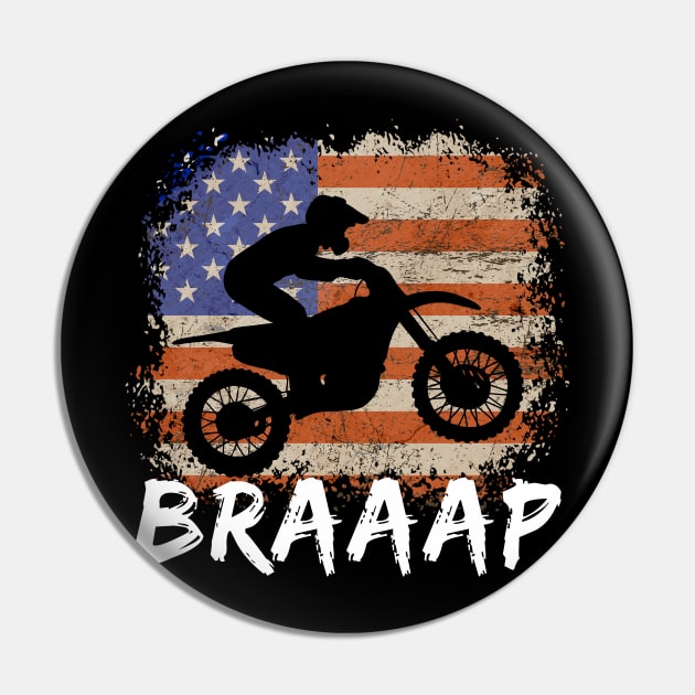 Funny America Motocross Braaap Pin by Funky Prints Merch