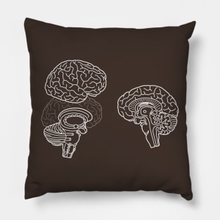 Human Brain Anatomy White Line Drawing Pillow