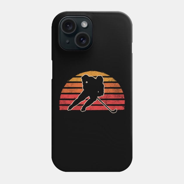 Retro Vintage Ice Hockey Silhouette Gift For Skater Phone Case by HCMGift