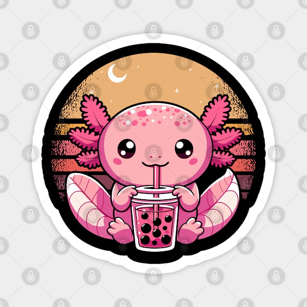 Axolotl Bubble Boba Tea Anime Cute Kawaii Axolotl Magnet by Vixel Art